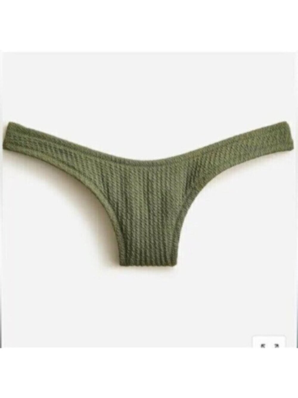 NWT J.Crew Green Textured Curved Waist Cheeky Bikini Bottom Size Large